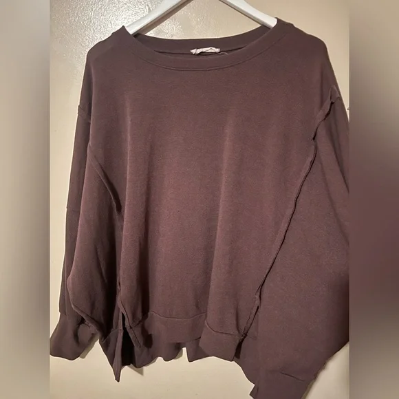 Jolie Chocolate Brown oversized pullover Sweatshirt relaxed large - Picture 3 of 6